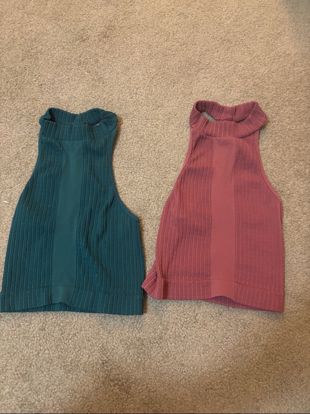 Free People Ribbed Halter Tank - Teal & Dusty Rose